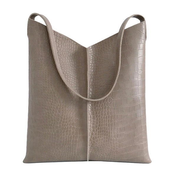New!! Crocodile Tote and Cutch Combo in Taupe - Picture 3 of 8